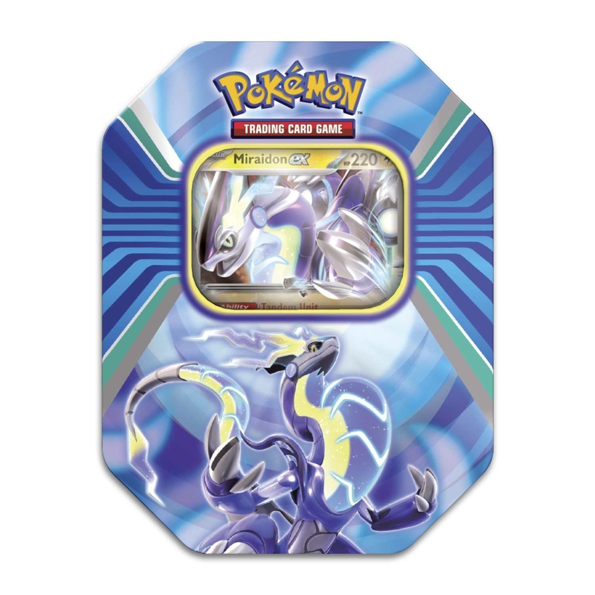 Paldea Legends Miraidon Tin from Paldea Evolved Pokémon card set